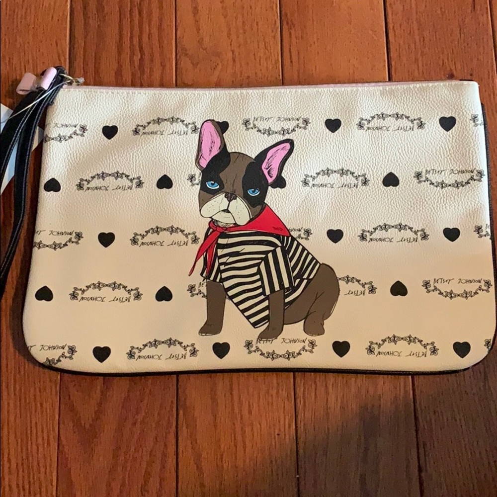 NWT Betsy Johnson French Bulldog Clutch